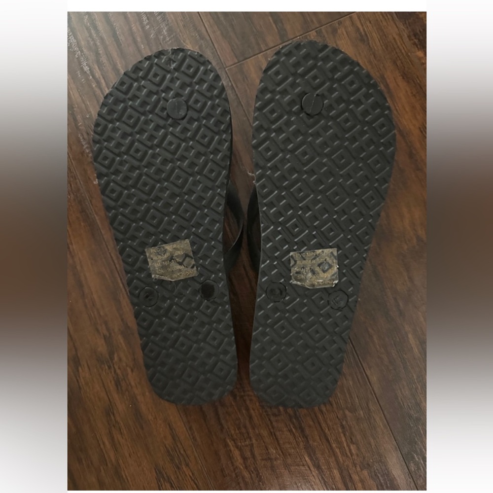 Tory Burch Black Logo Pattern Flip Flops - Picture 2 of 2